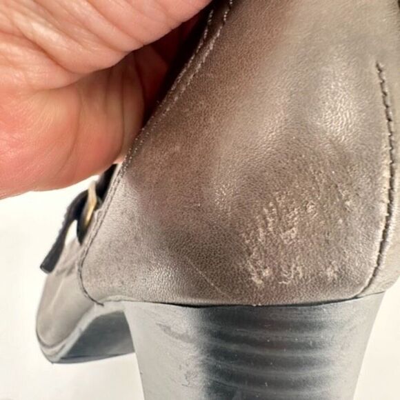 Clarks Collection Women's Leather Block Heel Side Zip Pumps Heels Taupe Size 8M - Picture 8 of 12